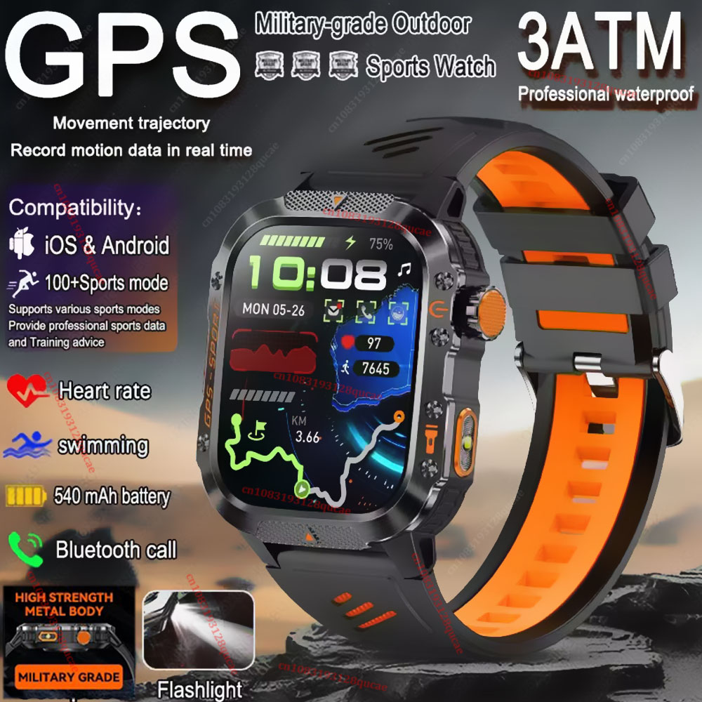 Gps Running Watch - 2026 Militaire Outdoor Smartwatch Heren GPS